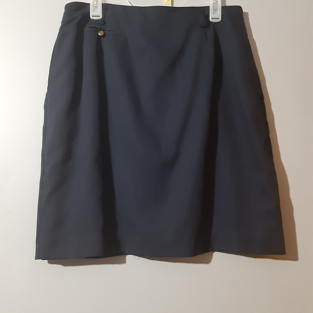 Lizsport Elegant Navy Women's Pencil Skirt One Button Design Zip Back Business